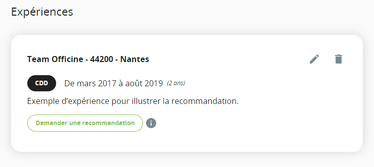Demande de recommandation Team Officine